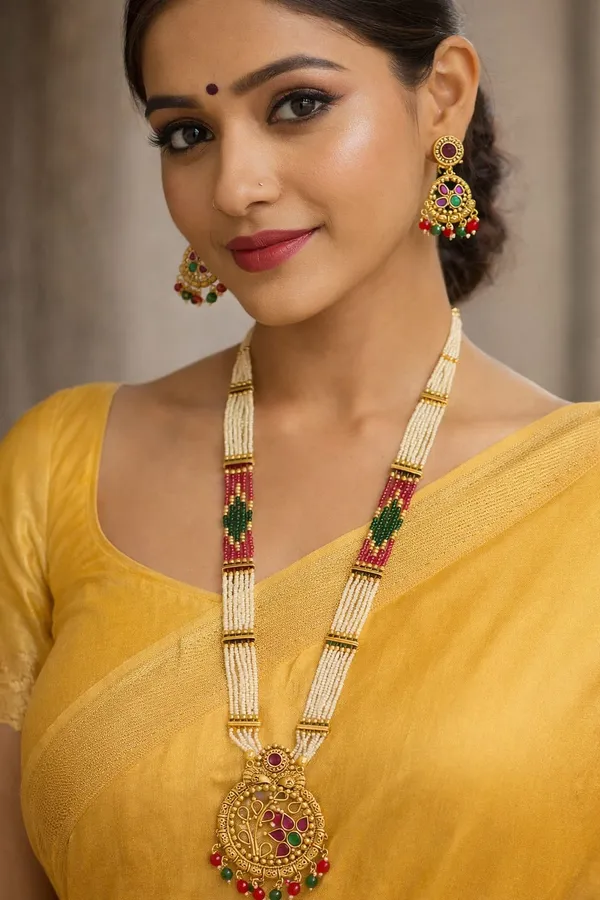 TRADITIONAL_BEADED_RAJWADI_RANI_HAAR_WITH_EARRINGS