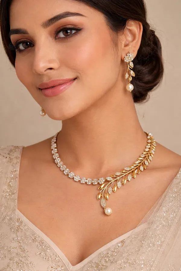SHRISHTI_GOLD_LEAF_MOTIF_NECKLACE_SET_WITH_PEARL_DROPS