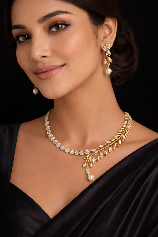 SHRISHTI_GOLD_LEAF_MOTIF_NECKLACE_SET_WITH_PEARL_DROPS