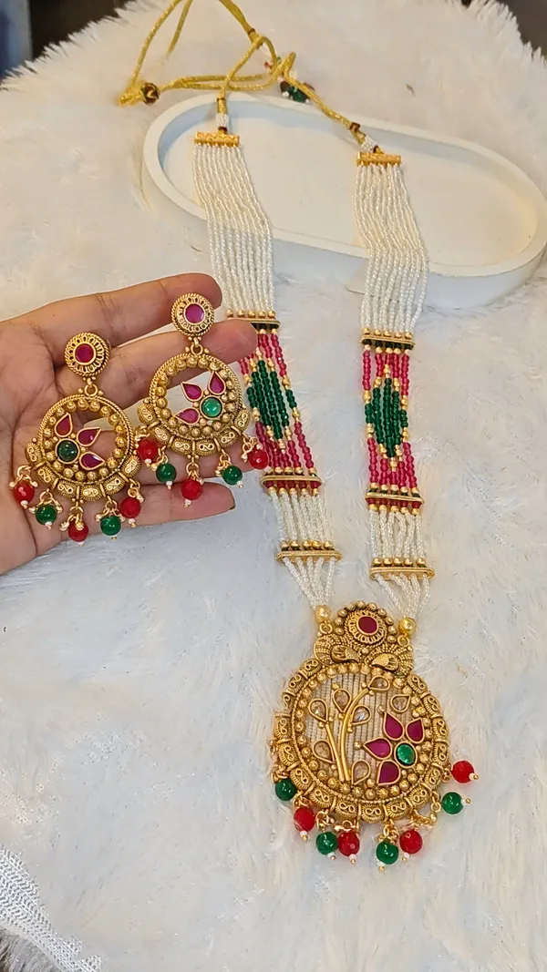 TRADITIONAL_BEADED_RAJWADI_RANI_HAAR_WITH_EARRINGS