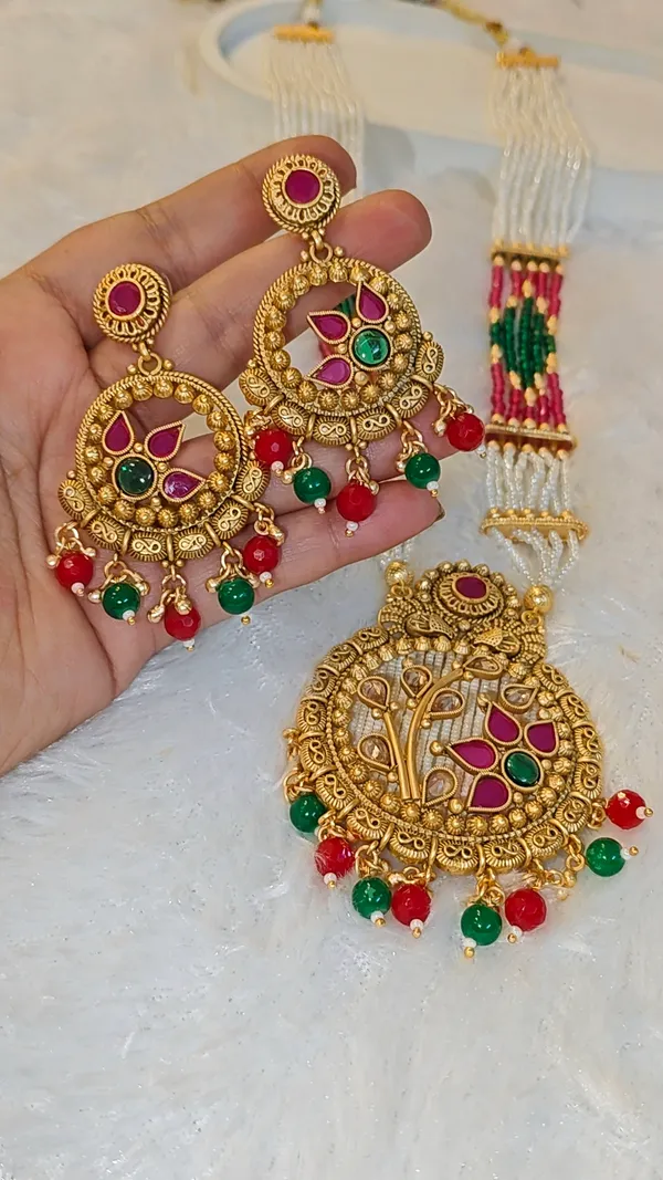 TRADITIONAL_BEADED_RAJWADI_RANI_HAAR_WITH_EARRINGS