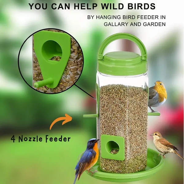 Multicolor_Bird_Feeder_Tower_|_Hanging_For_Balcony,_Window,_Garden_|_Outdoor_Plastic_Bird_Food_Feeder_|_900G_Seed_Container_For_Sparrows,_Finches,_Budgies_Tower_Feeder
