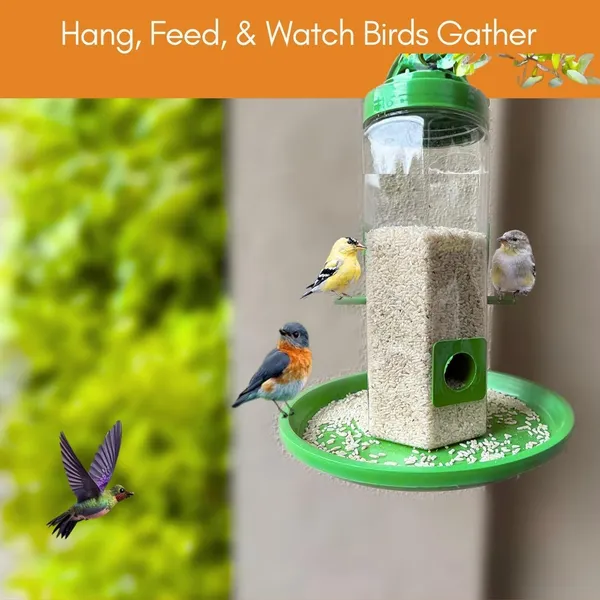 Multicolor_Bird_Feeder_Tower_|_Hanging_For_Balcony,_Window,_Garden_|_Outdoor_Plastic_Bird_Food_Feeder_|_900G_Seed_Container_For_Sparrows,_Finches,_Budgies_Tower_Feeder