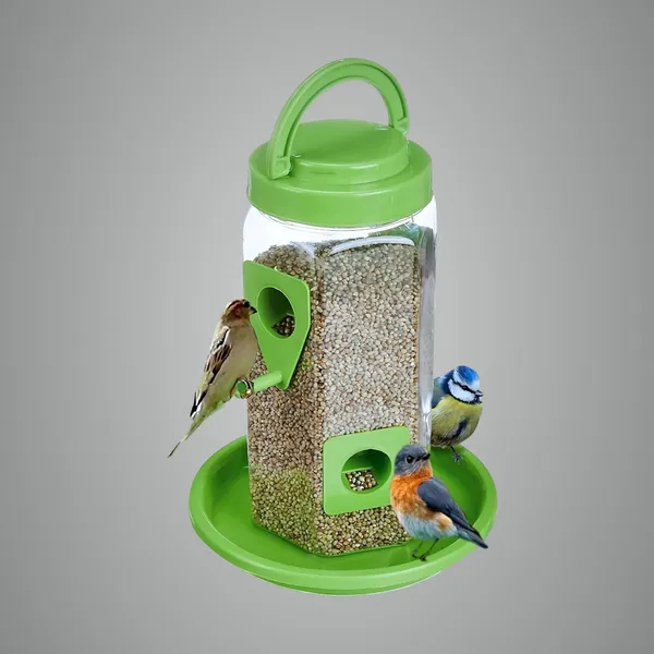 Multicolor_Bird_Feeder_Tower_|_Hanging_For_Balcony,_Window,_Garden_|_Outdoor_Plastic_Bird_Food_Feeder_|_900G_Seed_Container_For_Sparrows,_Finches,_Budgies_Tower_Feeder
