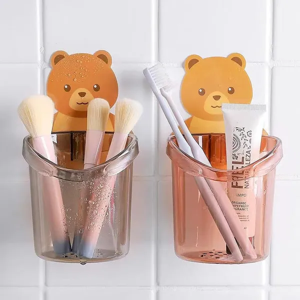 Multicolor_Bathroom_Organizer_Set_2_Soap_Dishes_2_Toothbrush_Holders_|_Nodrill_Wall_Mount_|_Stackable,_Spacesaving_Design_|_Tooth_Brush_Holder_Soap_Stand_For_Bathroom