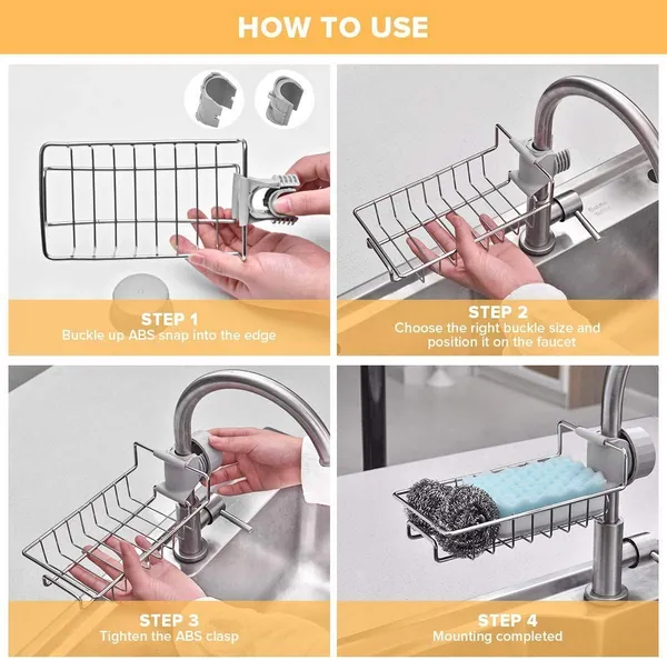 Silver_Kitchen_Sink_Faucet_Sponge_Holder_Caddy_Organizer,_Stainless_Steel_Dish_Heavy_Duty_Hanging_Drain_Rack_For_Scrubbers,_Soap,_Bathroom,_Detachable_No_Suction_Cup_Bathroom_Soap_Holder_Stand