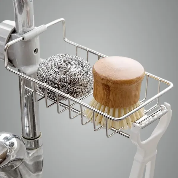 Silver_Kitchen_Sink_Faucet_Sponge_Holder_Caddy_Organizer,_Stainless_Steel_Dish_Heavy_Duty_Hanging_Drain_Rack_For_Scrubbers,_Soap,_Bathroom,_Detachable_No_Suction_Cup_Bathroom_Soap_Holder_Stand