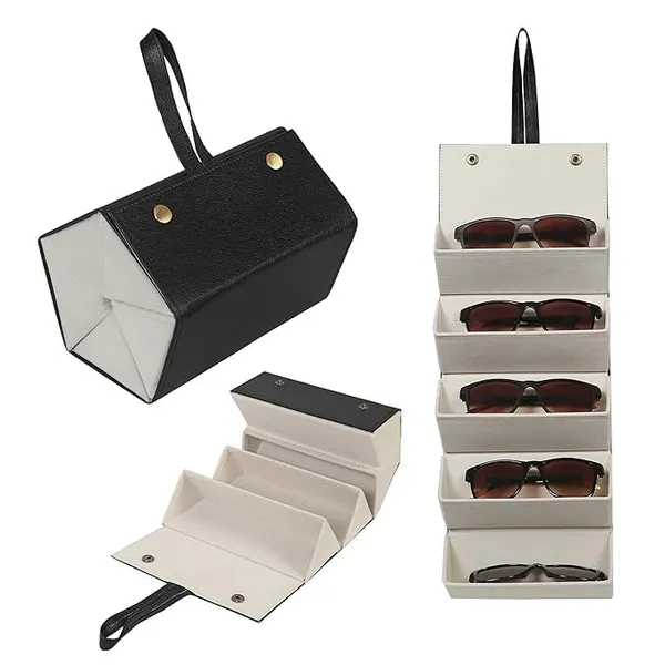 Black_Foldable_Sunglasses_Organizer_Case_5_Slot_Travel_Eyewear_Storage_Box_For_Men_Women_|_Portable_Hanging_Glasses_Holder_For_Shades,_Eyeglasses,_Reading_Glasses