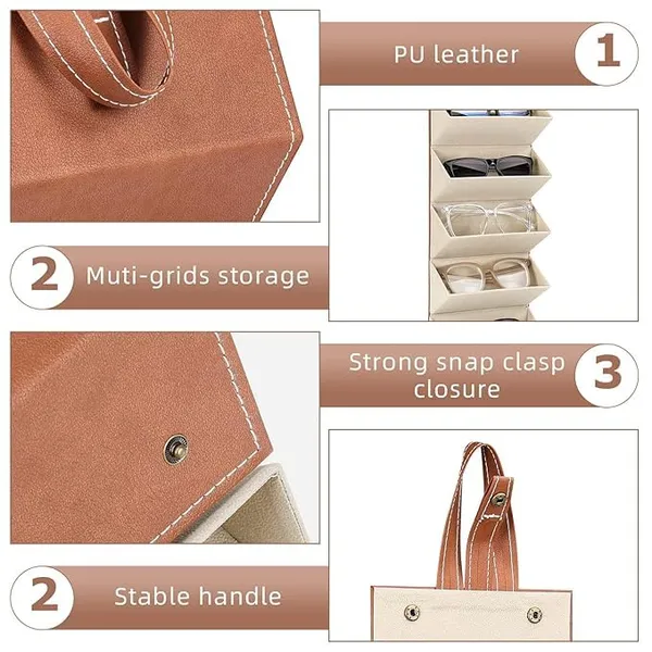 Brown_Foldable_5Slot_Sunglasses_Organizer_Case_Travel_Eyewear_Storage_Box_For_Men_Women_|_Portable_Eyeglass_Holder_Bag_For_Sunglasses,_Glasses_Readers