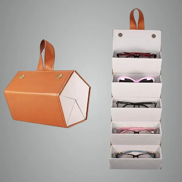 Brown_Foldable_5Slot_Sunglasses_Organizer_Case_Travel_Eyewear_Storage_Box_For_Men_Women_|_Portable_Eyeglass_Holder_Bag_For_Sunglasses,_Glasses_Readers