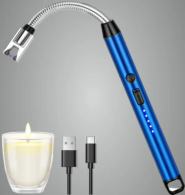 Blue_Usb_Rechargeable_Electric_Lighter_With_Led_Display_Windproof_Arc_Lighter_With_Long_Flexible_Neck_For_Kitchen,_Gas_Stove,_Candles_Bbq