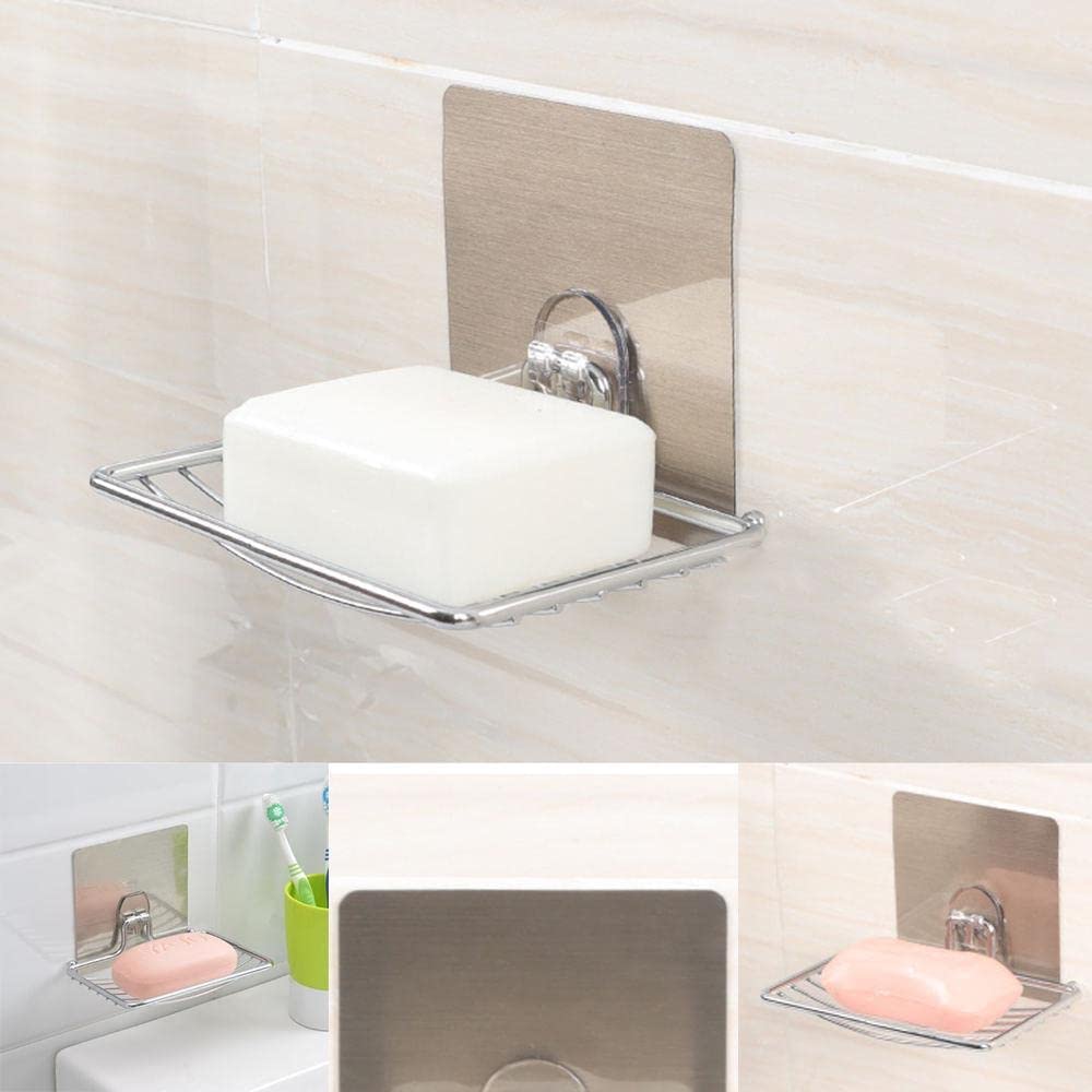 Silver_1_Layer_Soap_Holder_Wall_Mounted_Dish_Stainless_Steel_Hanging_Storage_Rack_For_Kitchen_Bathroom_With_Self_Adhesive_Magic_Sticker_Set_Single_Stand_Sink_Draining_Stickable