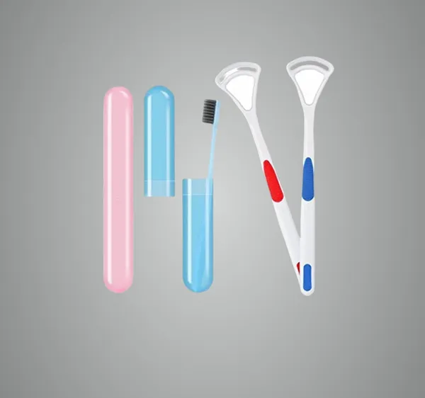 Multicolor_2_Pcs_Tongue_Cleaner_And_2_Pcs_Toothbrush_Cover_Case_With_Travel_Toothbrush_Case_Tongue_Scrapper,_Plastic_Brush_Holder_For_Travel_Kit,_Tooth_Brush_Holder_For_Traveling_2_Pcs_Tc_Tcc