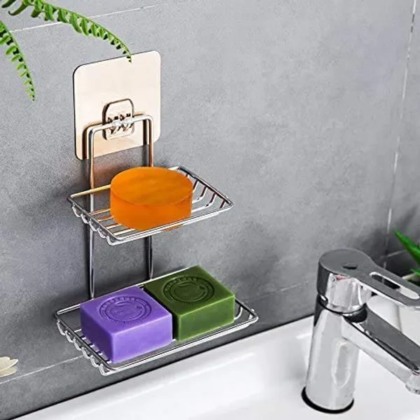 Silver_2_Layer_Soap_Holder_Steel_Magic_Sticker_Series_Self_Adhesive__Kitchen_Bathroom_Soap_Stand_Dish_Sink_Wall_Holder_14_X_10_Cm__Stainless_Steel_Queen
