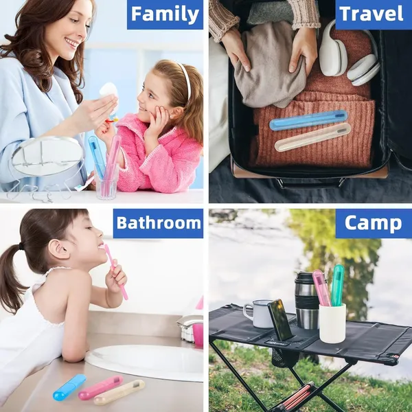Multicolor_4_Pcs_Tongue_Cleaner_And_Toothbrush_Cover_Case_Travel_Toothbrush_Case_Tongue_Scrapper,_Plastic_Brush_Holder_For_Travel_Kit,_Tooth_Brush_Holder_For_Traveling_4_Pcs