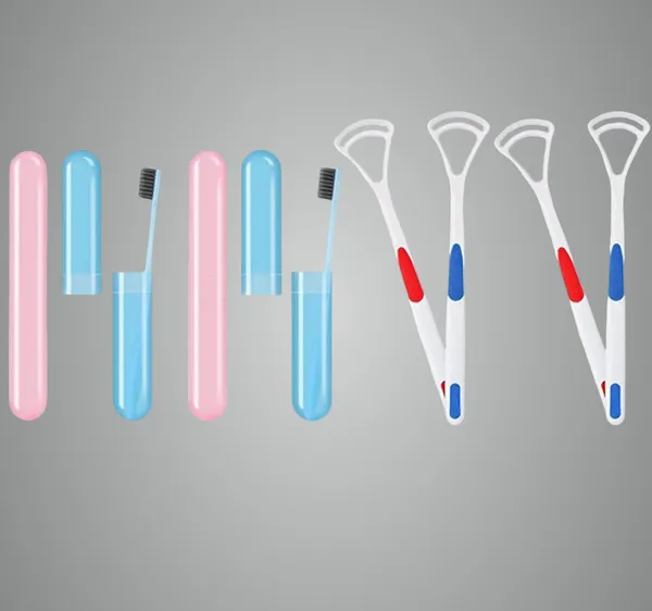 Multicolor_4_Pcs_Tongue_Cleaner_And_Toothbrush_Cover_Case_Travel_Toothbrush_Case_Tongue_Scrapper,_Plastic_Brush_Holder_For_Travel_Kit,_Tooth_Brush_Holder_For_Traveling_4_Pcs