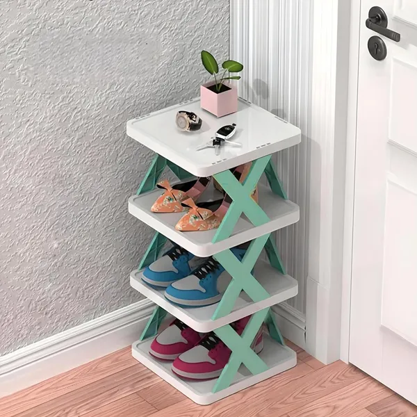 Green_4_Layer_Shoes_Rack_For_Home_Plastic,_Adjustable_Shoe_Stand_Organizer_Stackable_Storage_Bedroom_Entryway_Slots_Shelf_Footwear_Rack,_Purpose_Durable_Plastic_4_L_Shoe_Rack