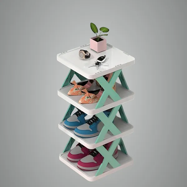 Green_4_Layer_Shoes_Rack_For_Home_Plastic,_Adjustable_Shoe_Stand_Organizer_Stackable_Storage_Bedroom_Entryway_Slots_Shelf_Footwear_Rack,_Purpose_Durable_Plastic_4_L_Shoe_Rack