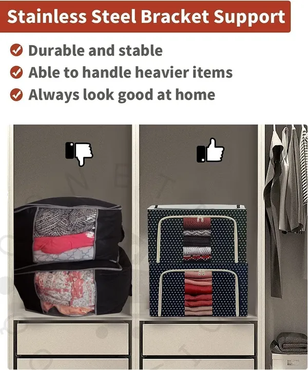 Multicolor_66_Liter__1_Pcs_Clothes_Organizer_Foldable_Metal_Frame_Storage_Box_With_Zippers_Clear_Window,_Purpose_Wardrobe_Organizer_For_Clothing,_Saree,_Woolen_Blanket_Storage