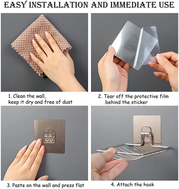 Silver_1_Layer_Pack_Of_2_Soap_Holder_Wall_Mounted_Dish_Stainless_Steel_Hanging_Storage_Rack_For_Kitchen_Bathroom_With_Self_Adhesive_Magic_Sticker_Set_Single_Stand_Sink_Draining_Stickable