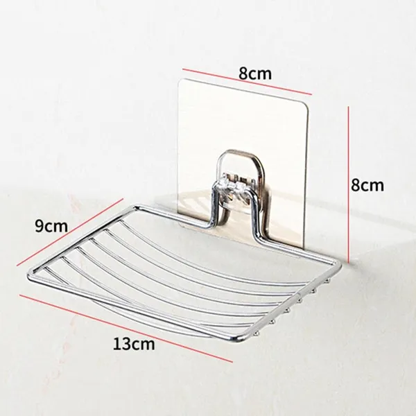 Silver_1_Layer_Pack_Of_2_Soap_Holder_Wall_Mounted_Dish_Stainless_Steel_Hanging_Storage_Rack_For_Kitchen_Bathroom_With_Self_Adhesive_Magic_Sticker_Set_Single_Stand_Sink_Draining_Stickable