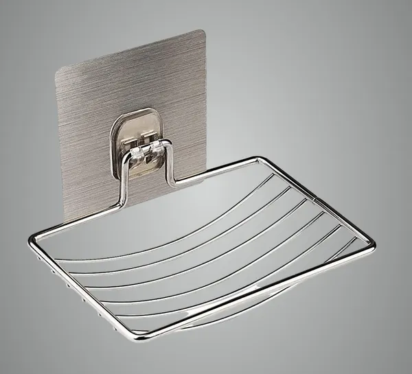 Silver_1_Layer_Pack_Of_2_Soap_Holder_Wall_Mounted_Dish_Stainless_Steel_Hanging_Storage_Rack_For_Kitchen_Bathroom_With_Self_Adhesive_Magic_Sticker_Set_Single_Stand_Sink_Draining_Stickable