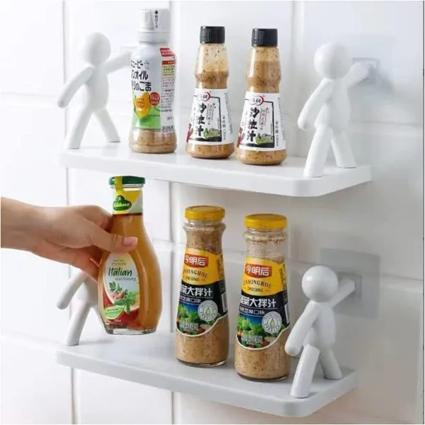 White_Selfadhesive_Nodrill_Bathroom_Shelf_Wallmounted_Kitchen_Storage_Cabinet_Purpose_Organizer_With_Hooks_Dustproof_Doors_For_Toiletries,_Spices,_Makeup_Skincare