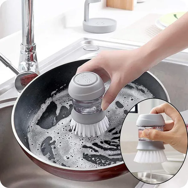 Green_Plastic_Cleaning_Brush_With_Soap_Dispenser_For_Kitchen_Sink_Washbasin,_Dish_Washer_With_Storage_Stand_Holder,Palm_Scrub_Soap_Dispenser_Washingup_Brush