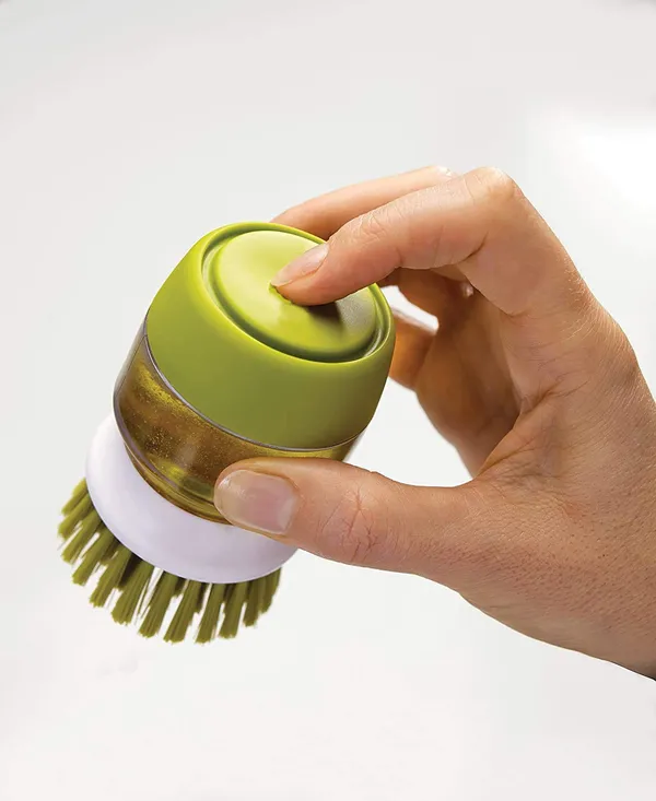 Green_Plastic_Cleaning_Brush_With_Soap_Dispenser_For_Kitchen_Sink_Washbasin,_Dish_Washer_With_Storage_Stand_Holder,Palm_Scrub_Soap_Dispenser_Washingup_Brush