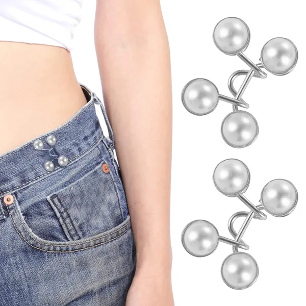 Multicolor_2_Sets_Of_Adjustable_Jean_Button_Pins__Waist_Knots_For_Jeans,_Jeans_Women,_Pearl_Buttons,_Tightener_Clips,_Extender_Loose_And_Skirts_Button,2_Pins,Adjustable_Buckle_Jeans,Waist_Instant_Clips_Pins
