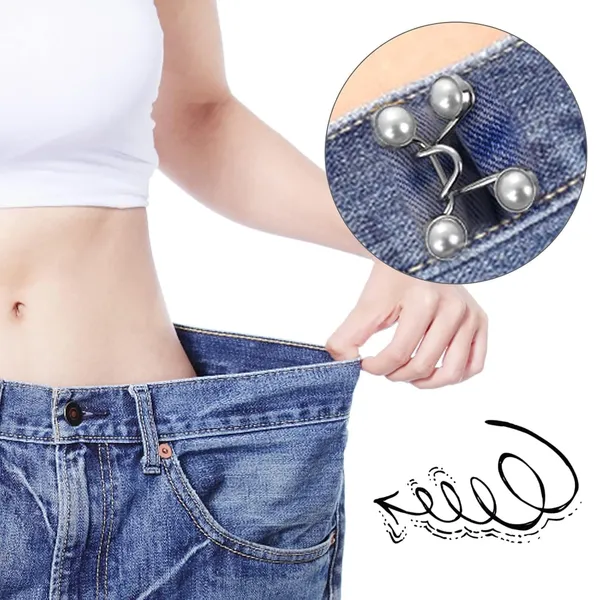 Multicolor_2_Sets_Of_Adjustable_Jean_Button_Pins__Waist_Knots_For_Jeans,_Jeans_Women,_Pearl_Buttons,_Tightener_Clips,_Extender_Loose_And_Skirts_Button,2_Pins,Adjustable_Buckle_Jeans,Waist_Instant_Clips_Pins