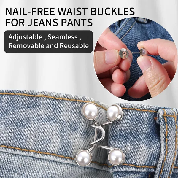 Multicolor_2_Sets_Of_Adjustable_Jean_Button_Pins__Waist_Knots_For_Jeans,_Jeans_Women,_Pearl_Buttons,_Tightener_Clips,_Extender_Loose_And_Skirts_Button,2_Pins,Adjustable_Buckle_Jeans,Waist_Instant_Clips_Pins