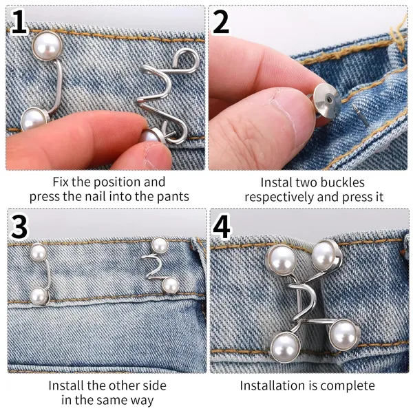 Multicolor_2_Sets_Of_Adjustable_Jean_Button_Pins__Waist_Knots_For_Jeans,_Jeans_Women,_Pearl_Buttons,_Tightener_Clips,_Extender_Loose_And_Skirts_Button,2_Pins,Adjustable_Buckle_Jeans,Waist_Instant_Clips_Pins