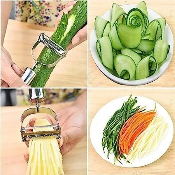 Silver_2In1_Stainless_Steel_Julienne_Vegetable_Peeler_Dual_Blade_Functional_Fruit_Veggie_Slicer,_Shder,_Cutter,_Grater_For_Potato,_Carrot,_Cucumber_Peeler