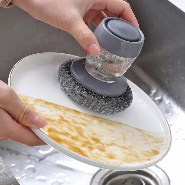 Multicolor_Tar_Brush_Dish_Cleaning_With_Liquid_Dispensar_Palm_Washing_Soap_Pot_Utensils_Dispenser_Bathroom_Stainless_Steel_Replaceable_Wi_Scrubber_Plastic_Handle_Tool_Tcb.01