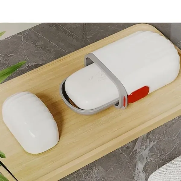 White_Pack_Of_2_Leakproof_Travel_Soap_Case,_Waterproof_Container_Draining_Layer,Portable_For_Bathroom,_Camping,_Gym_Dish_Home_Plastic_With_Cover_Holder_Outdoors_Use_Lid_Drain_Design