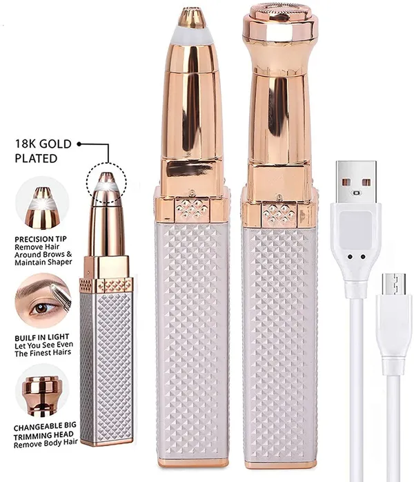 Golden_Eyebrow_Trimmer_For_Women,_2_In_1_Facial_Hair_Remover_With_Replaceable_Heads,_Professional_Personal_Hair_Removal_Eyebrow_Razor_With_Indicator_Lights