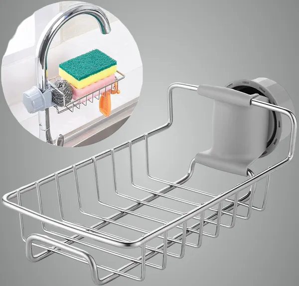 Silver_Kitchen_Sink_Caddy_Organizer_Over_Faucet_Sponge_Holder,_Stainless_Steel_Heavy_Duty_Thickening_Hanging_Faucet_Drain_Rack_For_Scrubbers,_Soap,_Bathroom,_Detachable_No_Suction_Cup