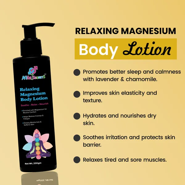 NiteSecrets_Relaxing_Magnesium_Body_Lotion_|_Topical_Magnesium_Supplement_for_Muscle_Comfort_&_Recovery_|_Relieves_Cramps,_Fatigue_&_Stress_|_Magnesium_Support_Deep_Sleep|_Deeply_Moisturizes,_Softens_Skin_&_Supports_Relaxation_|_200_Gm