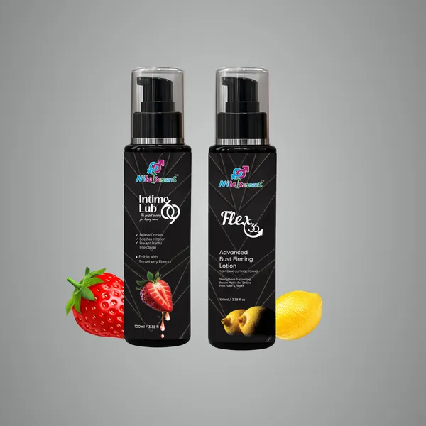 Bust_Firming_&_Intimacy_Care_Combo_Flex_36_Advanced_Bust_Firming_Lotion_(100Ml)_+_Intime_Lub_69_Water-Based_Edible_Lubricant_Gel_(100Ml)_Lifts,_Tones_&_Shapes_Bust_Relieves_Dryness,_Enhances_Intimacy_&_Adds_Strawberry_Flavour_Herbal,_Safe_&_Gentle