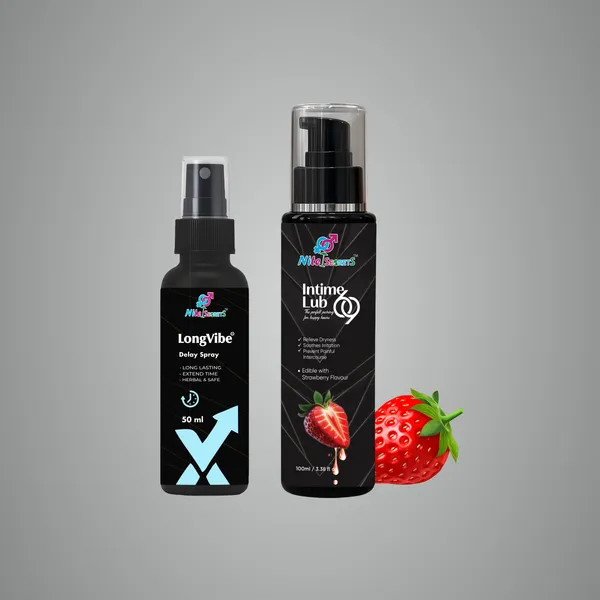 Longvibe_Ayurvedic_Delay_Spray_50Ml_&_Intime_Lub_69_Water-Based_Edible_Lubricant_100Ml_Male_Stamina_Booster_&_Intimacy_Enhancer_Relieves_Dryness,_Soothes_Irritation_&_Enhances_Pleasure_Herbal,_Safe_&_Strawberry_Flavored
