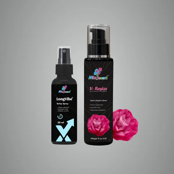 V-Resize_Vaginal_Tightening_Gel_100Gm_+_Longvibe_Ayurvedic_Delay_Spray_50Ml_Vaginal_Firmness,_Muscle_Rejuvenation_&_Male_Stamina_Booster_Brightens,_Evens_Skin_Tone_&_Enhances_Intimacy