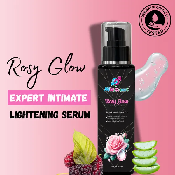NiteSecrets_Rosy_Glow_Expert_Intimate_Lightening_Serum_|_With_5%_Niacinamide,_3%_Aloe_Vera,_2%_Mulberry,_1%_Kojic_Acid_&_Hyaluronic_Acid_|_Brightens,_Hydrates_&_Evens_Skin_Tone_|_For_Underarms,_Bikini_&_Sensitive_Areas_|_Dermatologically_tested_|_100ml