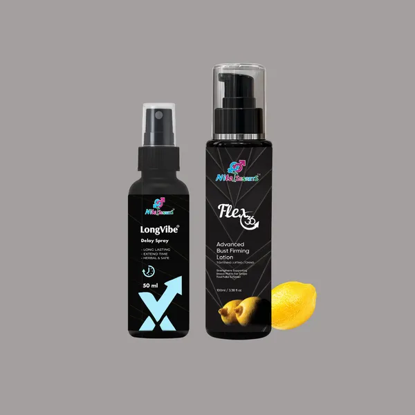 Longvibe_Delay_Spray_50Ml_&_Flex_36_Bust_Firming_Lotion_100Ml_Male_Stamina_Booster_&_Female_Breast_Lifting,_Tightening_&_Toning_Herbal,_Safe_&_Non-Irritating_Formula_For_Enhanced_Intimacy_&_Confidence