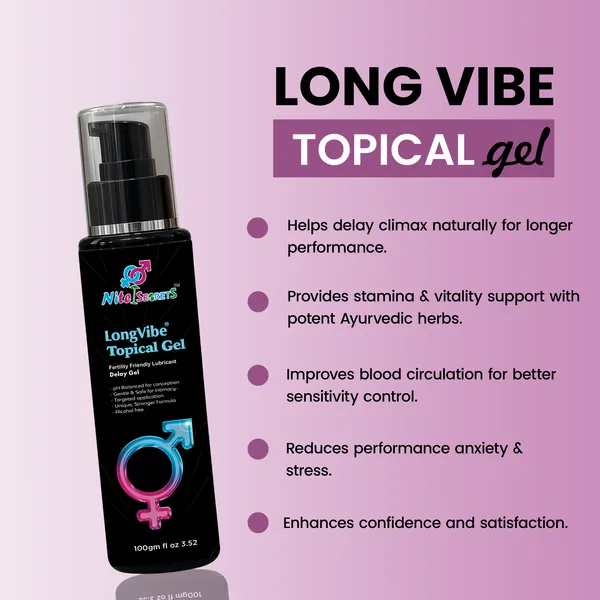 NiteSecrets_LongVibe_Topical_Gel_|_Fertility_Friendly_Lubricant_&_Delay_Spray_|_pH_Balanced,_Gentle_&_Safe_for_Intimacy_|_Non-Alcoholic,_Targeted_Application_|_Longer-Lasting_Pleasure_Gel_for_Men_|_100gm