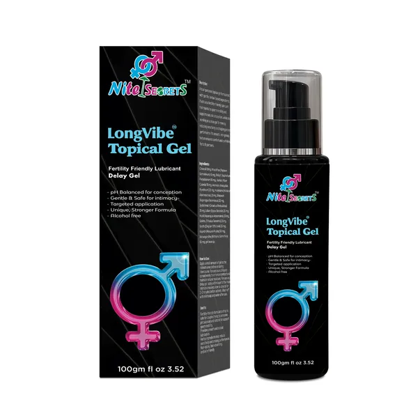 NiteSecrets_LongVibe_Topical_Gel_|_Fertility_Friendly_Lubricant_&_Delay_Spray_|_pH_Balanced,_Gentle_&_Safe_for_Intimacy_|_Non-Alcoholic,_Targeted_Application_|_Longer-Lasting_Pleasure_Gel_for_Men_|_100gm
