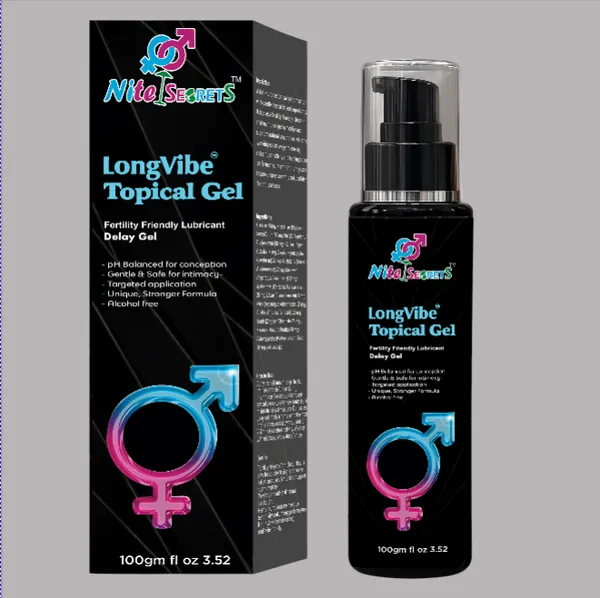 NiteSecrets_LongVibe_Topical_Gel_|_Fertility_Friendly_Lubricant_&_Delay_Spray_|_pH_Balanced,_Gentle_&_Safe_for_Intimacy_|_Non-Alcoholic,_Targeted_Application_|_Longer-Lasting_Pleasure_Gel_for_Men_|_100gm