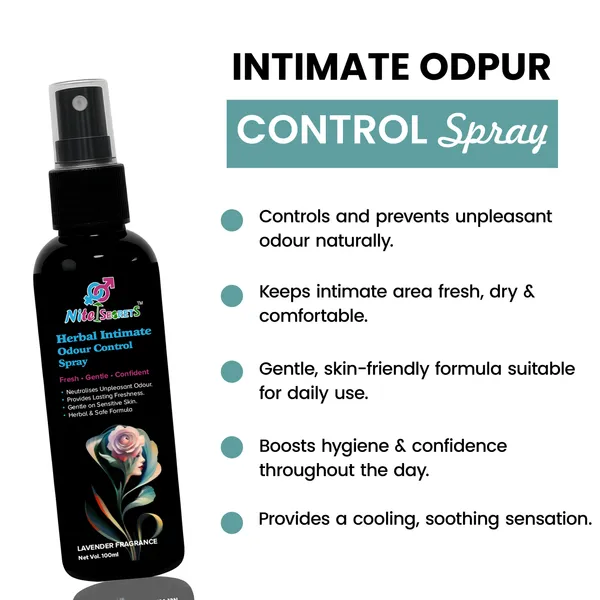 NiteSecrets_Herbal_Intimate_Odour_Control_Spray_|_Neutralizes_Unpleasant_Odour_|_Bikni_Area_Protection_from_UTI_Calms_Roughness_Rashes_Fungal_Infections_and_Coolness_|Provides_Long-Lasting_Freshness_|_Gentle_on_Sensitive_Skin_|_Herbal_&_Safe_Formula_|_For_Men_&_Women_|_100ml