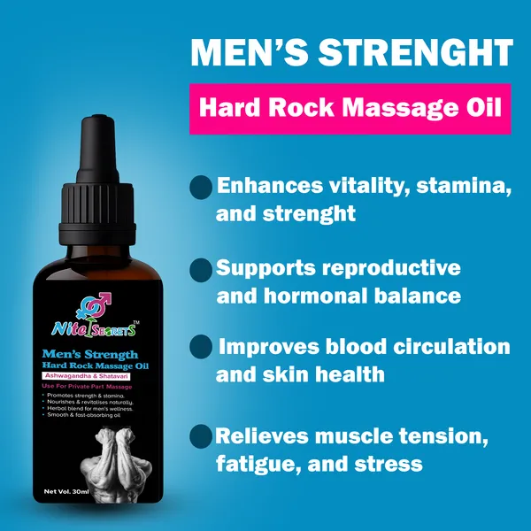Nitesecrets_Men�s_Strength_Hard_Rock_Herbal_Massage_Oil_for_Men_|_With_Ashwagandha,_Shatavari_&_Ayurvedic_Herbs_|_Improves_Stamina,_Strength_&_Endurance_|_Nourishes,_Revitalises_&_Boosts_Confidence_|_Fast_Absorbing,_Non-Sticky_|_30ml