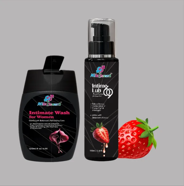 Intimate_Care_Combo_Ayurvedic_Intimate_Wash_(120Ml)_+_Intime_Lub_69_Water-Based_Edible_Lubricant_Gel_Strawberry_(100Ml)_Hygiene_Freshness_Dryness_Relief_&_Enhanced_Intimacy_For_Women